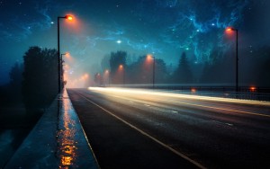 night-road-abstact-milky-way-nebula-summer-night-city